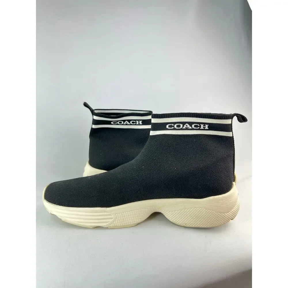 Coach FG4264 C203 Women's Knit Sock Sneakers Black Size 11B